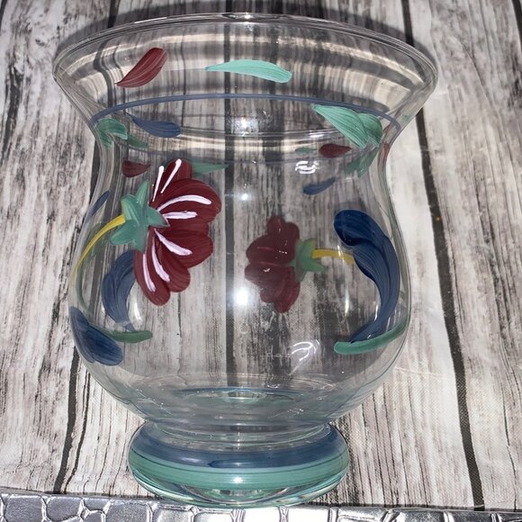 Lenox Poppies on Blue Hurricane vase - Picture 4 of 7